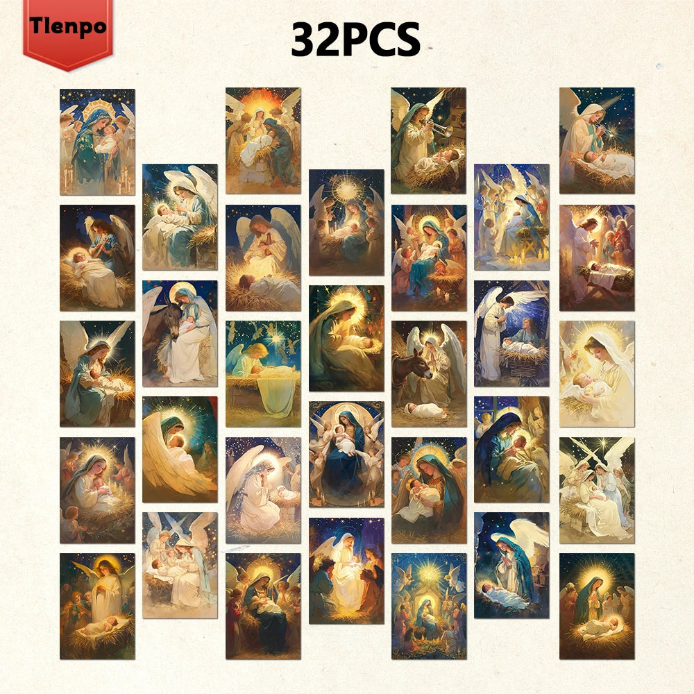 Birth of Jesus Christmas Postcards - 32 Piece Set