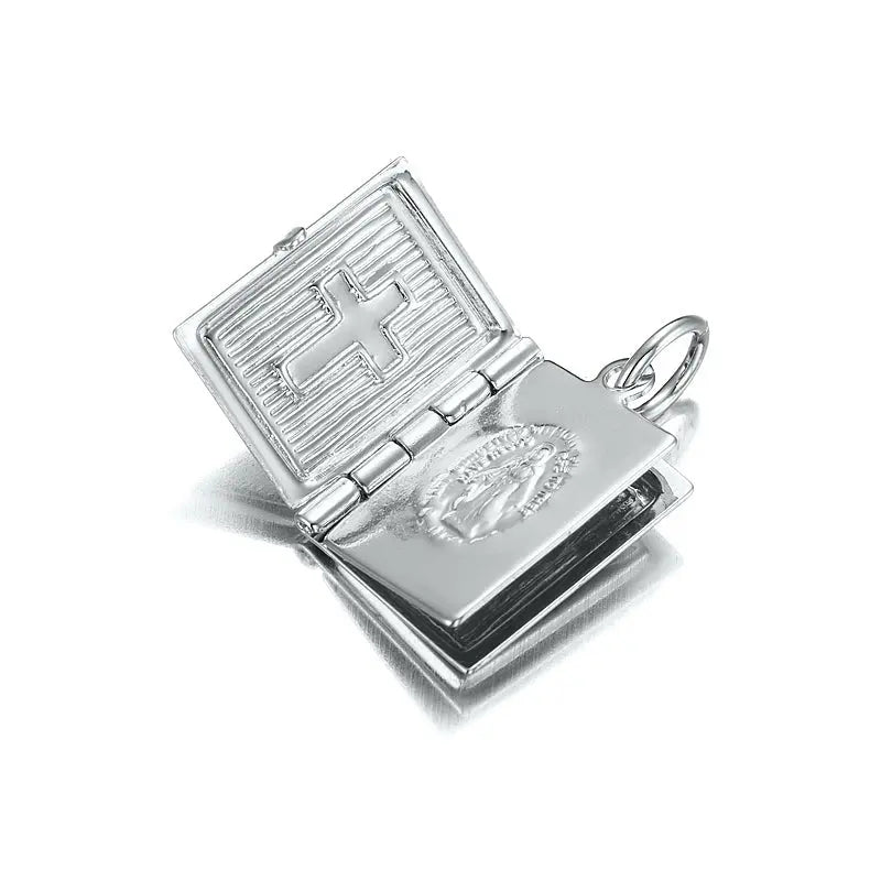Silver Plated Bible Pendant - 12mm x 15mm - n/a