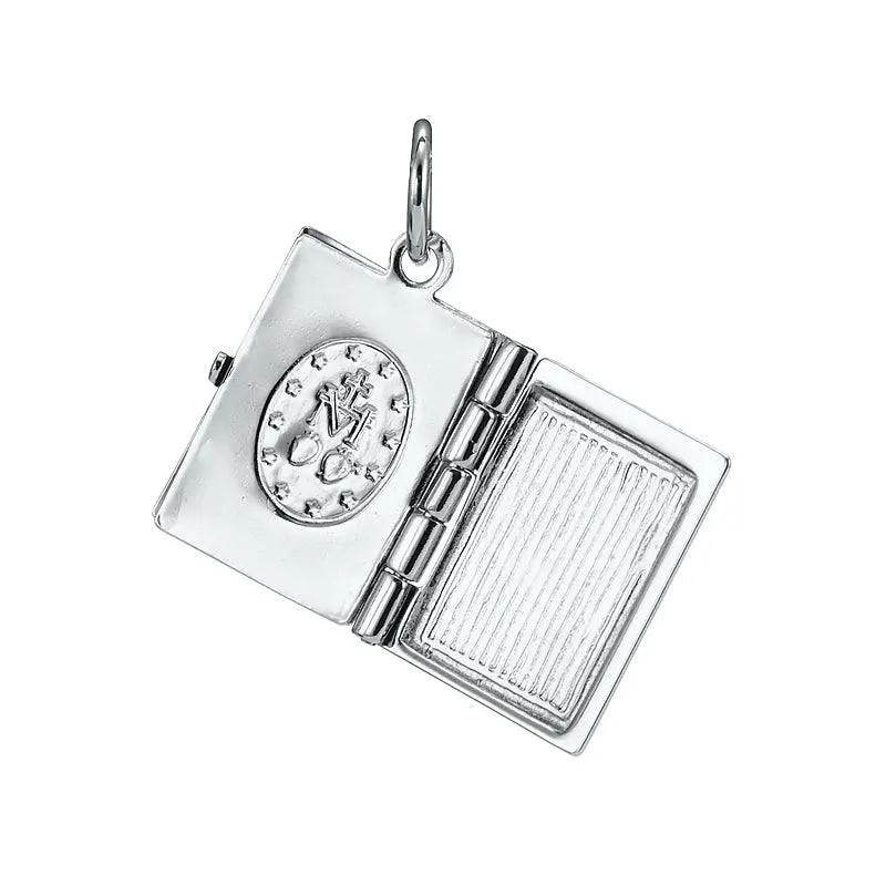 Silver Plated Bible Pendant - 12mm x 15mm - n/a