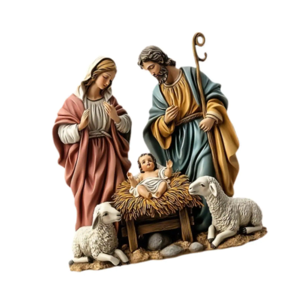 Christmas Nativity Scene with Base Tabletop Decor Festive Jesus Collectible for Holiday Gift Living Room Home Decor Car Office