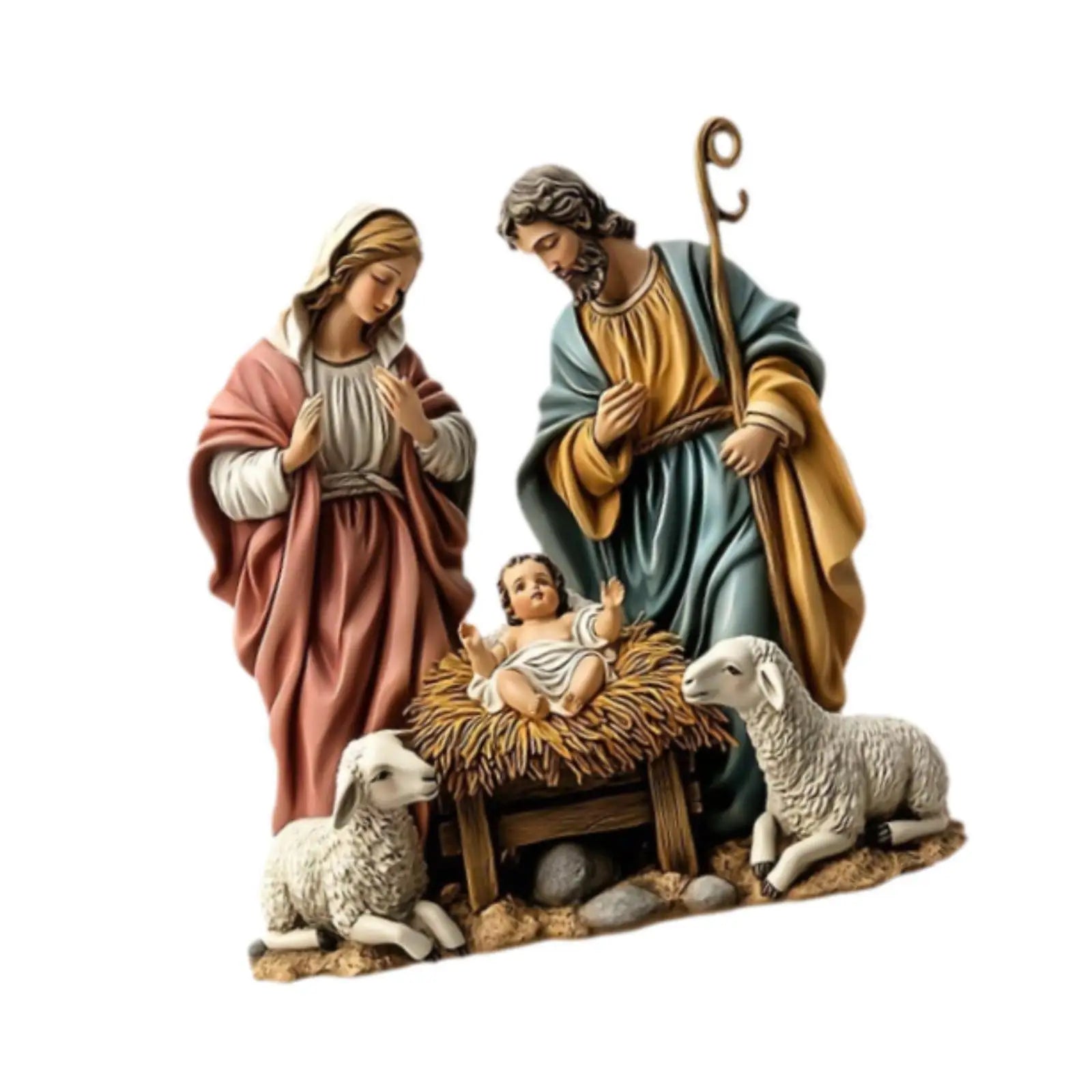 Christmas Nativity Scene with Base Tabletop Decor Festive Jesus Collectible for Holiday Gift Living Room Home Decor Car Office