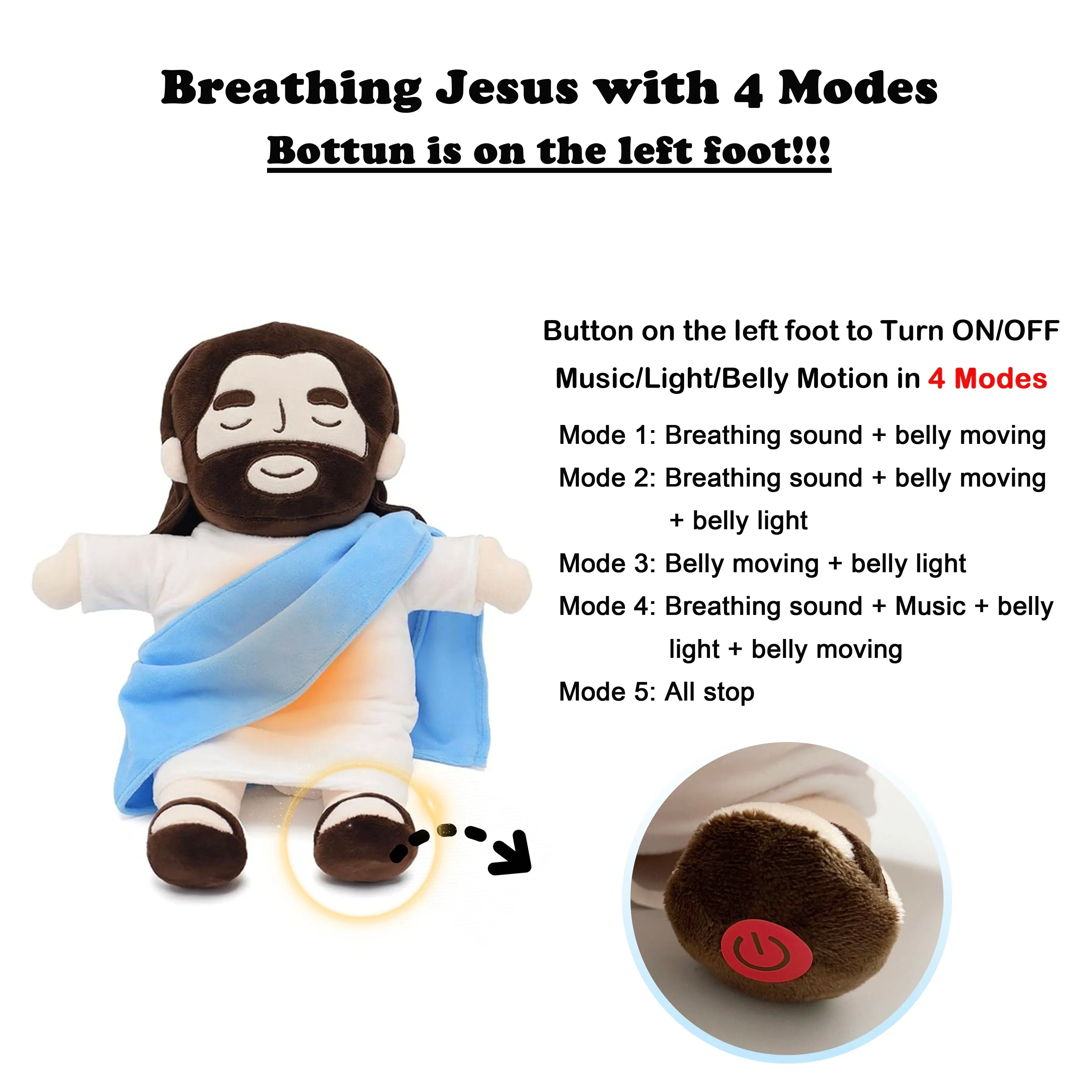 Breathing Jesus Plush Toy - 40CM Soothing Comfort
