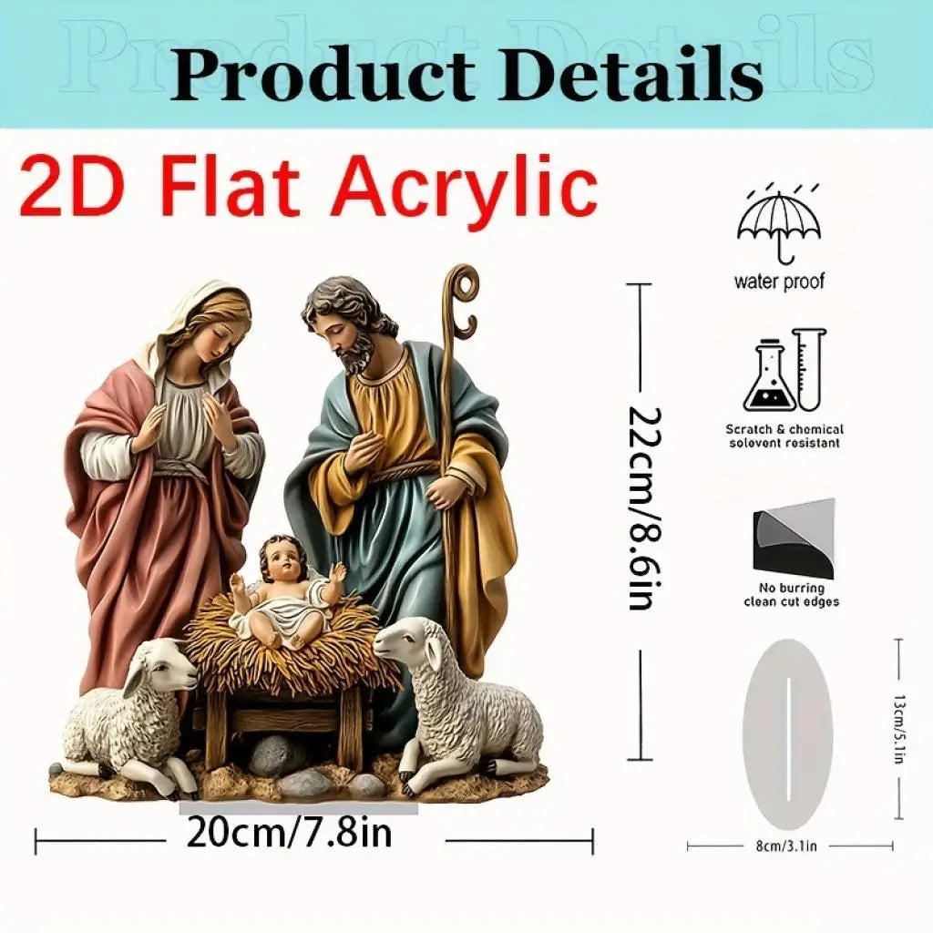 Christmas Nativity Scene with Base Tabletop Decor Festive Jesus Collectible for Holiday Gift Living Room Home Decor Car Office