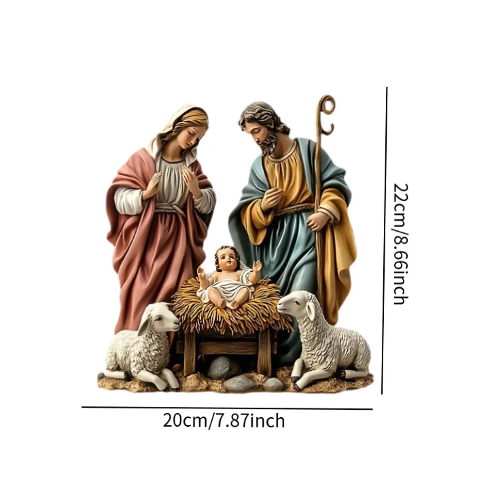 Christmas Nativity Scene with Base Tabletop Decor Festive Jesus Collectible for Holiday Gift Living Room Home Decor Car Office
