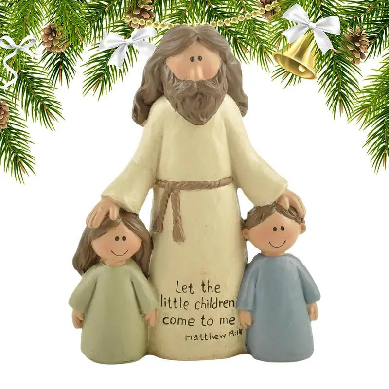 Jesus Figurine with Children - Resin Statue