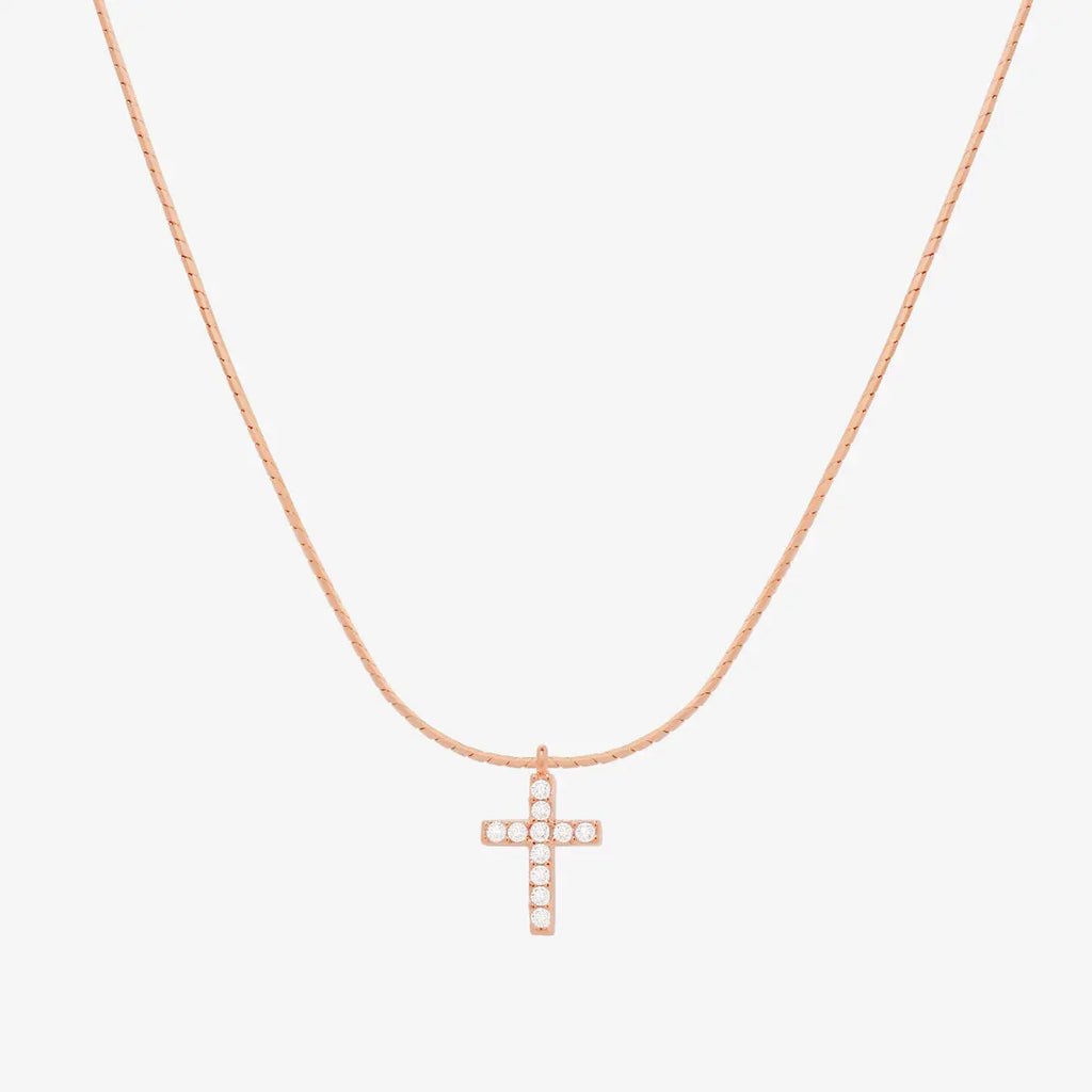 Cross pendant necklace - 18k rose gold vermeil - Necklaces