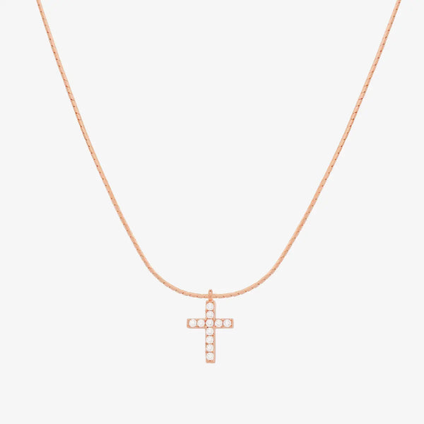 Cross pendant necklace - 18k rose gold vermeil - Necklaces